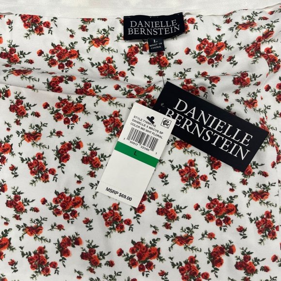 Danielle Bertnstein White & Red Floral Slip Midi Skirt with Side Slit Women - Picture 8 of 8